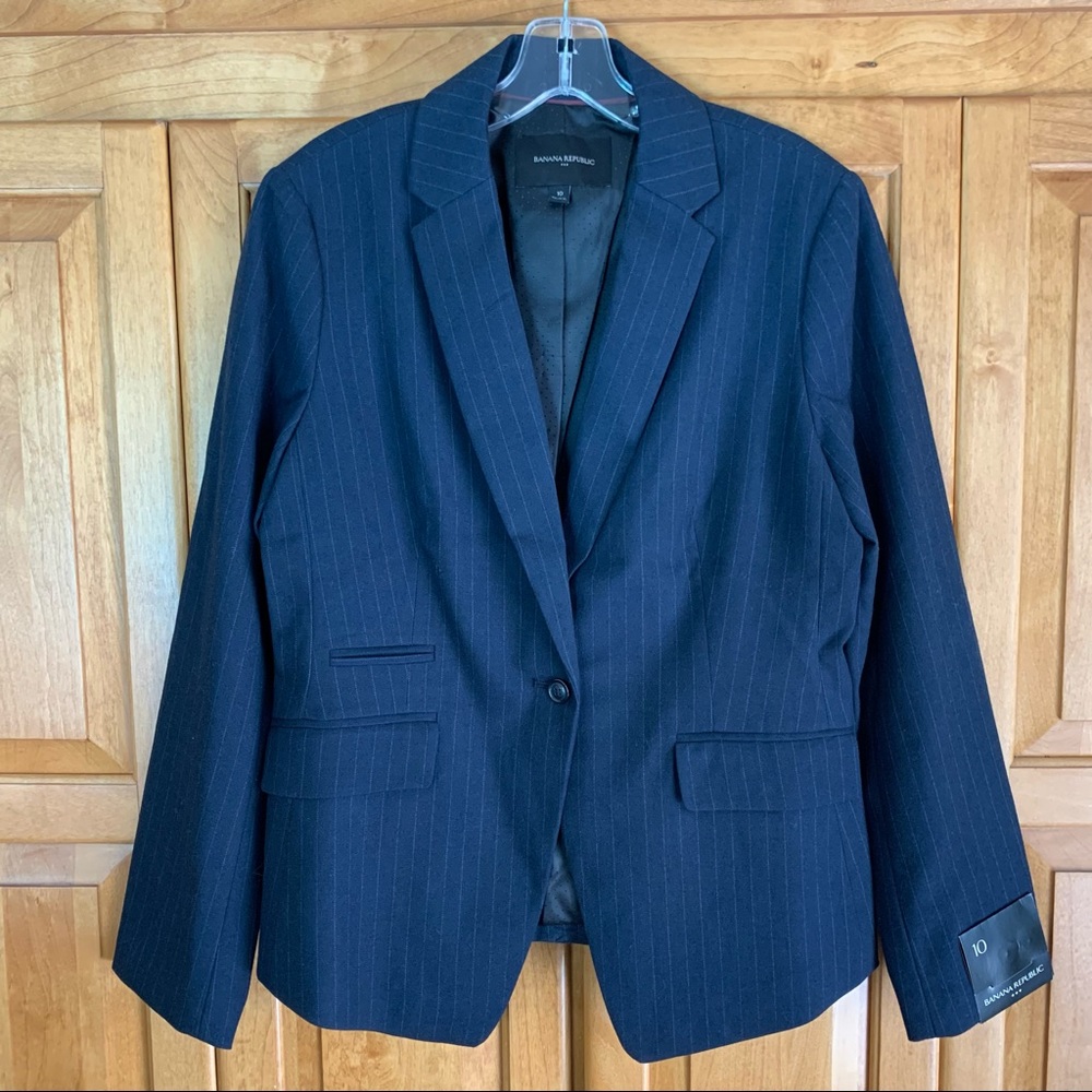 Banana Republic Navy Pinstriped Blazer - Size 10